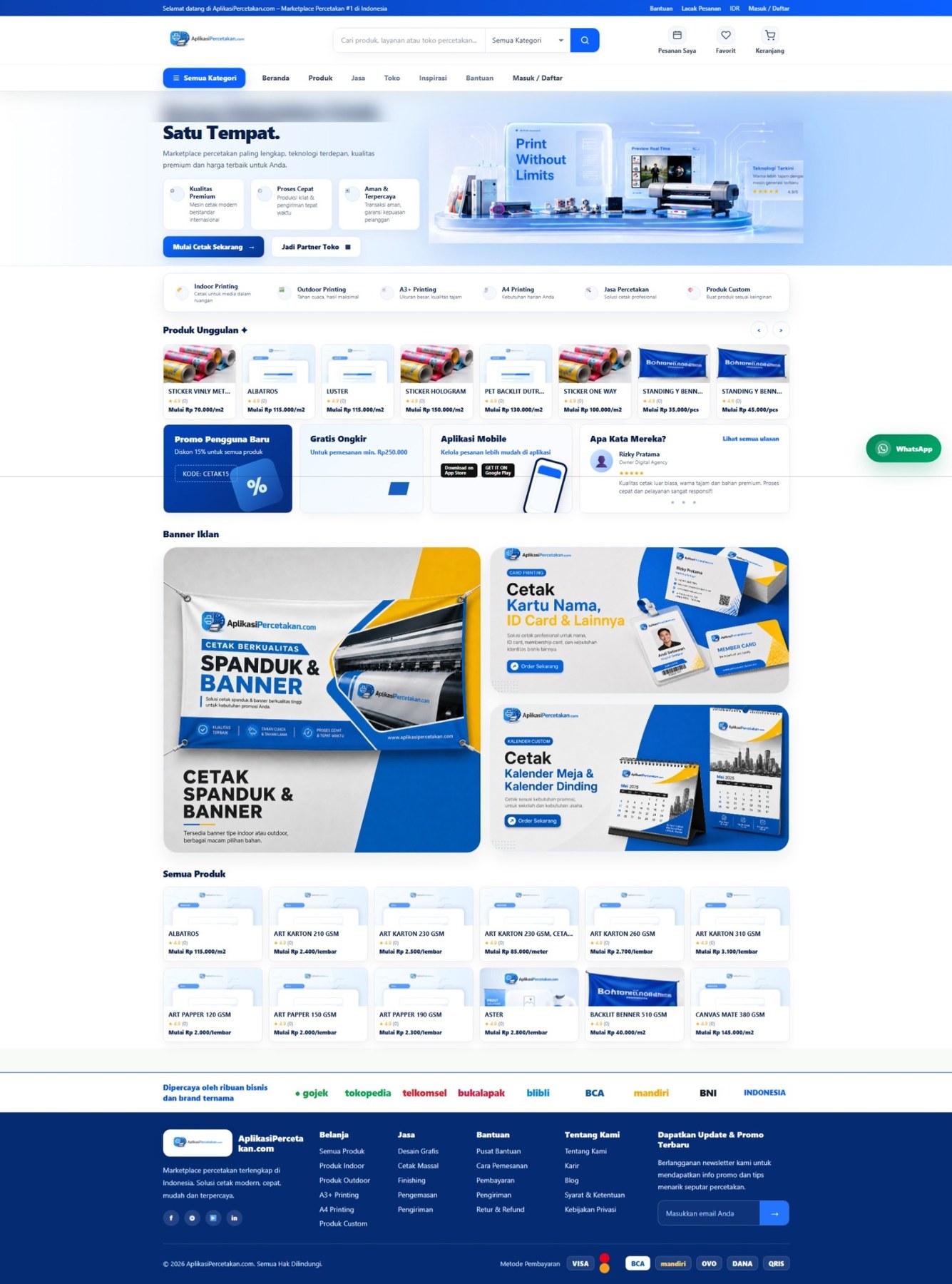 Tampilan Marketplace Percetakan