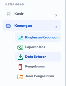 Buka data Setoran pada keuangan